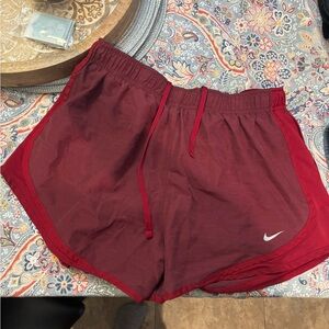 Nike Women's Burgundy and Red Athletic Shorts